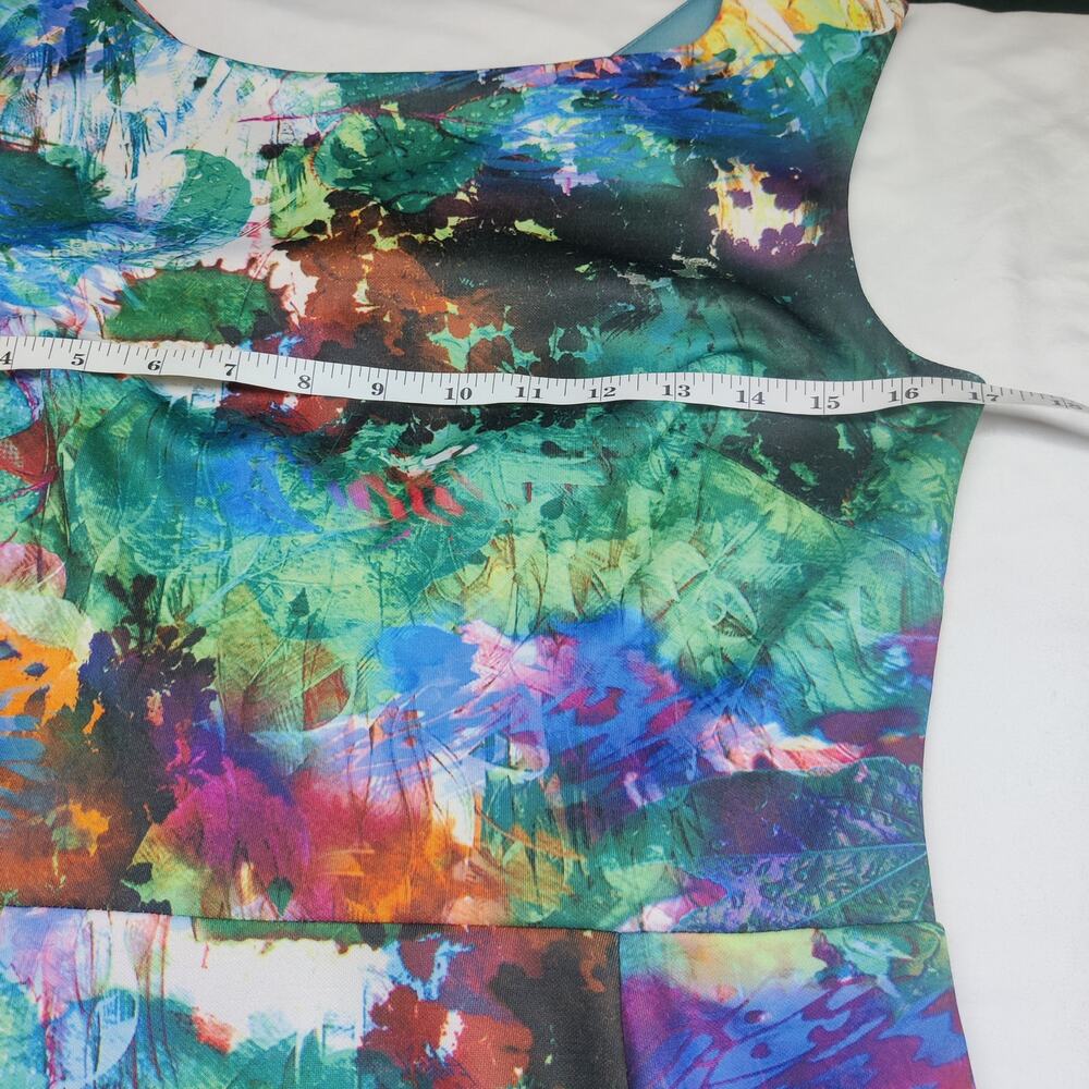 Betsey Johnson Colorful Watercolor Fit & Flare Sleeveless Artsy Midi Dress 6 - Picture 10 of 12
